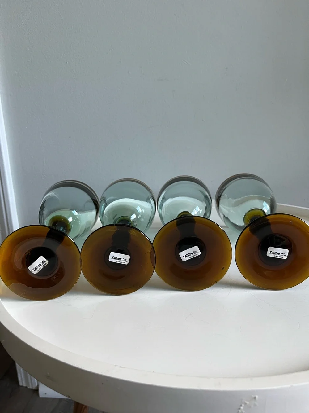 Set of 4 KALALOU Amber Rim Wine Glass Hand Blown in Colombia